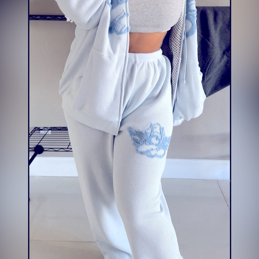 Boys Lie Pale Blue Waffle-Texture  Track Suit